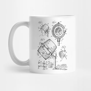 Hair Dryer Sound System Vintage Patent Hand Drawing Mug